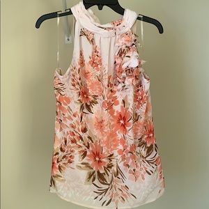 Dress tank with decorative front and tie back